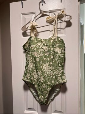 summersalt Olive Green & Cream Floral One-Piece Swimsuit